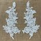 1 Pair Beaded & Corded Floral Lace Applique 100% Polyester Net Mesh 12" X 3.5" Each Side